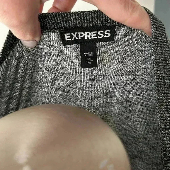Size M gray and black sheer back long sleeve top from Express - Picture 4 of 5